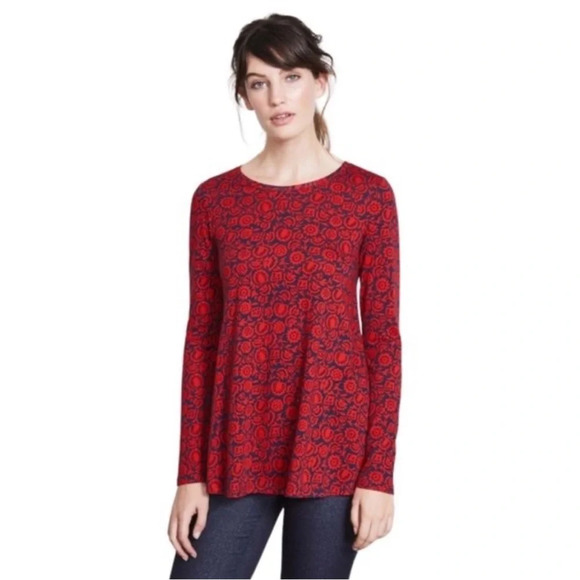 Boden Libby Red & Blue Floral Print Jersey Top size 4 - Picture 1 of 9